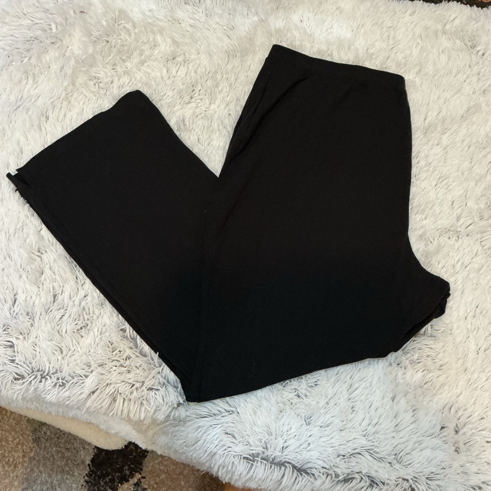 Woman Within Plus Size 3X Tall Black Stretch Cotton Bootcut Leggings Pull-On - Picture 1 of 10
